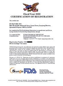 FDA Certificato di Iscrizione